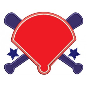 Baseball Two Bats And The Base Applique Machine Embroidery Design Digitized Pattern