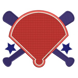 Baseball Two Bats And The Base Filled Machine Embroidery Design Digitized Pattern