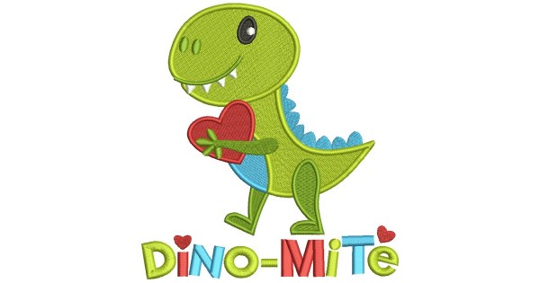 Dino MIte Cute Dinosaur Filled Machine Embroidery Design Digitized Pattern