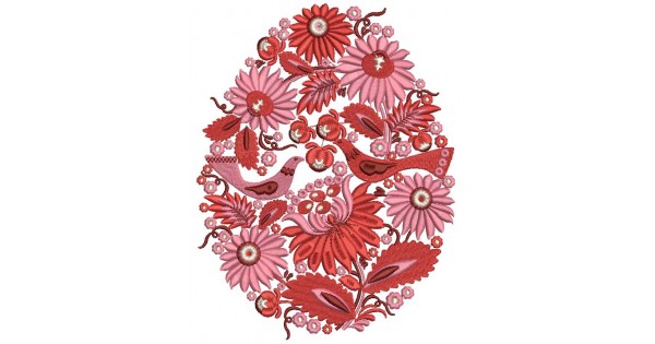 Ornate Egg With Doves Filled Machine Embroidery Design Digitized Pattern