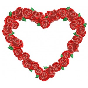 Roses Heart Wreath Flowers Filled Machine Embroidery Design Digitized Pattern