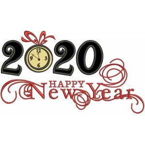 2020 Happy New Year Applique Machine Embroidery Design Digitized Pattern