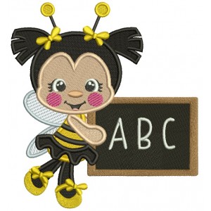 ABC Cute Little Bee School Filled Machine Embroidery Design Digitized Pattern
