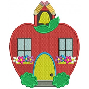 Apple School Filled Machine Embroidery Design Digitized Pattern