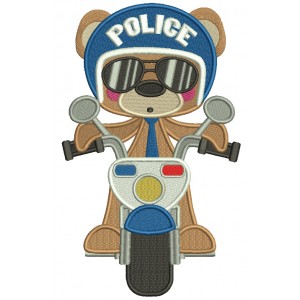 Bear Police Officer Filled Machine Embroidery Digitized Design Pattern