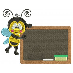 Bee With School Board And Books Filled Machine Embroidery Design Digitized Pattern