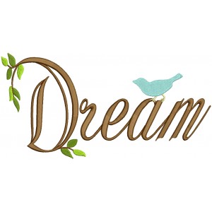 Dream With a Little Bird Filled Machine Embroidery Design Digitized Pattern