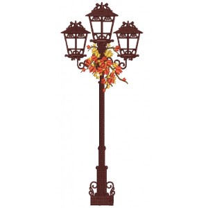 Fall Street Lamp Filled Machine Embroidery Design Digitized Pattern