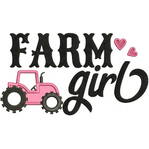 Farm Girl Tractor Applique Machine Embroidery Design Digitized Pattern