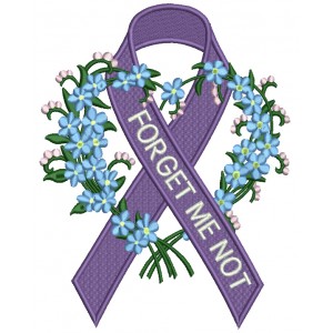 Forget Me Not Alzheimer's Ribbon Filled Machine Embroidery Design Digitized Pattern