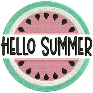 Hello Summer Watermelon Filled Machine Embroidery Design Digitized Pattern