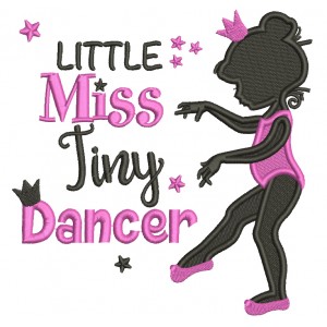Little Miss Tiny Dancer Ballerina Filled Machine Embroidery Design Digitized Pattern