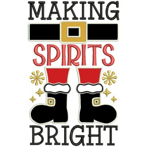 Making Spirits Bright Christmas Applique Machine Embroidery Design Digitized Pattern