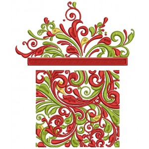 Ornate Christmas Present Filled Machine Embroidery Design Digitized Pattern