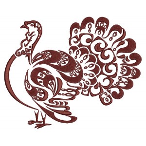 Ornate Turkey Thanksgiving Filled Machine Embroidery Design Digitized Pattern