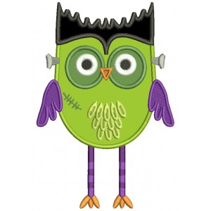 Owl Frankenstein Halloween Applique Machine Embroidery Design Digitized Pattern