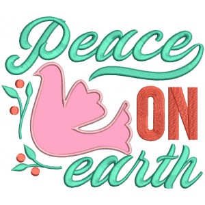 Peace On Earth Dove Christmas Applique Machine Embroidery Design Digitized Pattern