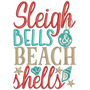 Sleigh Bells Beach Shells Christmas Filled Machine Embroidery Design Digitized Pattern