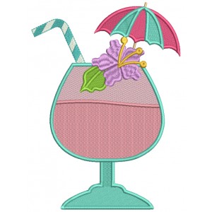 Summer Drink With an Umbrella Filled Machine Embroidery Design Digitized Pattern