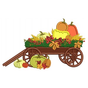 Wagon With Pumpkins Applique Machine Embroidery Design Digitized Pattern