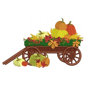 Wagon With Pumpkins Filled Machine Embroidery Design Digitized Pattern