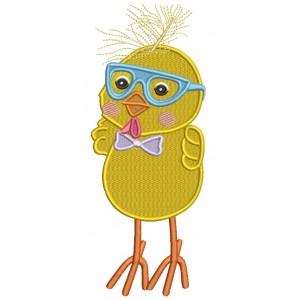 Cute Chick With a Big Bow TieFilled Machine Embroidery Design Digitized Pattern