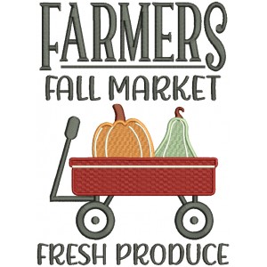 Farmers Fall Market Fresh Produce Filled Machine Embroidery Design Digitized Pattern