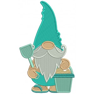 Gnome With a Bucket Full Of Sand Filled Machine Embroidery Design Digitized Pattern