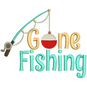 Gone Fishing Big Fishing Pole Filled Machine Embroidery Design Digitized Pattern