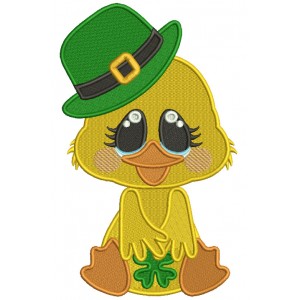 Little Chick Wearing Cute Hat St.Patrick's Day Filled Machine Embroidery Design Digitized Pattern