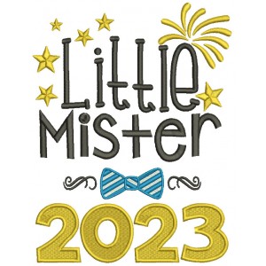 Little Mister 2023 Bow Tie New Year Filled Machine Embroidery Design Digitized Pattern