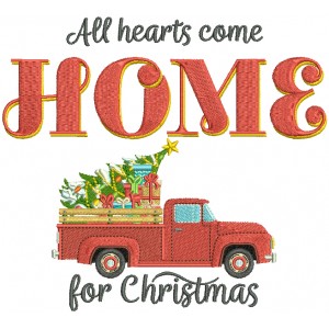 All Hearts Come Home For Christmas Filled Machine Embroidery Design Digitized Pattern