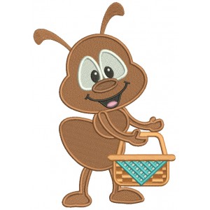Ant With Picnic Basket Filled Machine Embroidery Digitized Design Pattern
