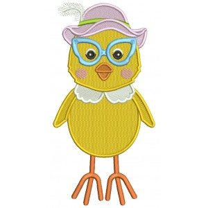 Baby Chick Wearing Big Hat Filled Machine Embroidery Design Digitized Pattern
