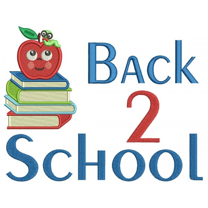 Back to School Second Grade Filled Machine Embroidery Design Digitized