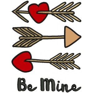 Be MIne Three Arrows Applique Machine Embroidery Design Digitized Pattern