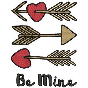 Be MIne Three Arrows Filled Machine Embroidery Design Digitized Pattern