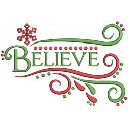Believe Filled Christmas Machine Embroidery Design Digitized Pattern