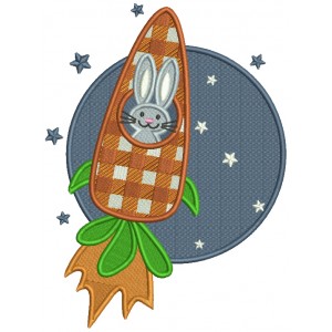 Bunny To The Moon Easter Filled Machine Embroidery Design Digitized Pattern