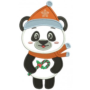 Christmas Panda Applique Machine Embroidery Design Digitized Pattern