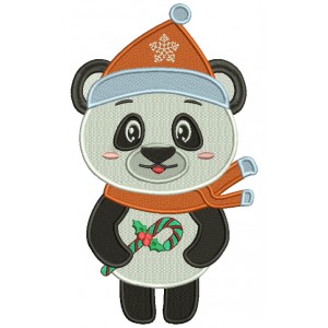 Christmas Panda Filled Machine Embroidery Design Digitized Pattern