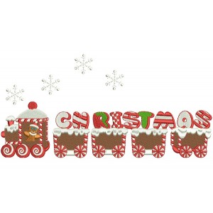 Christmas Train With Snow Flakes Filled Machine Embroidery Design Digitized Pattern
