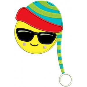 Cool Emoji Wearing Winter Hat Applique Machine Embroidery Design Digitized Pattern