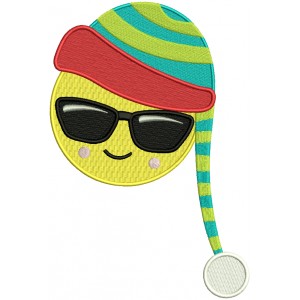 Cool Emoji Wearing Winter Hat Filled Machine Embroidery Design Digitized Pattern