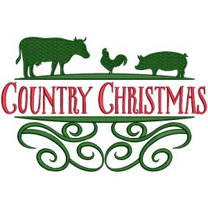 Country Christmas Filled Machine Embroidery Design Digitized Pattern