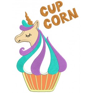 Cup Corn Unicorn Applique Machine Embroidery Design Digitized Pattern