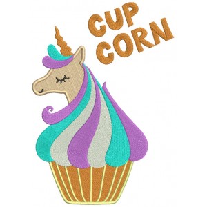 Cup Corn Unicorn Filled Machine Embroidery Design Digitized Pattern