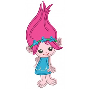 Cute Little Girl Troll Looks Like Poppy From Smurfs Applique Machine Embroidery Design Digitized Pattern