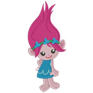 Cute Little Girl Troll Looks Like Poppy From Smurfs Filled Machine Embroidery Design Digitized Pattern