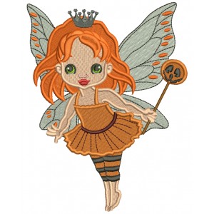 Cute Little Princess Fairy Halloween Filled Machine Embroidery Design Digitized Pattern